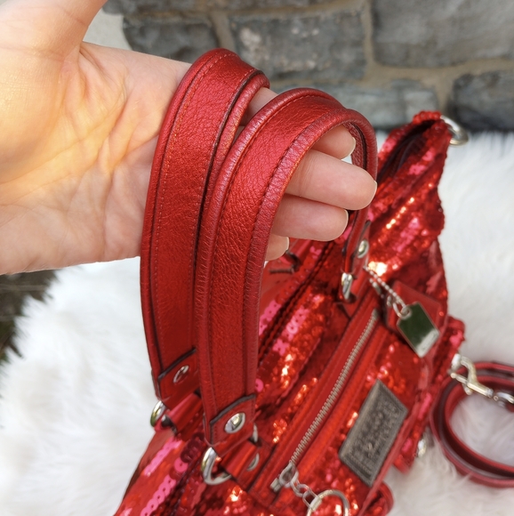 Coach Red Sequin Poppy Spotlight Tote Shoulder Bag - Picture 10 of 16